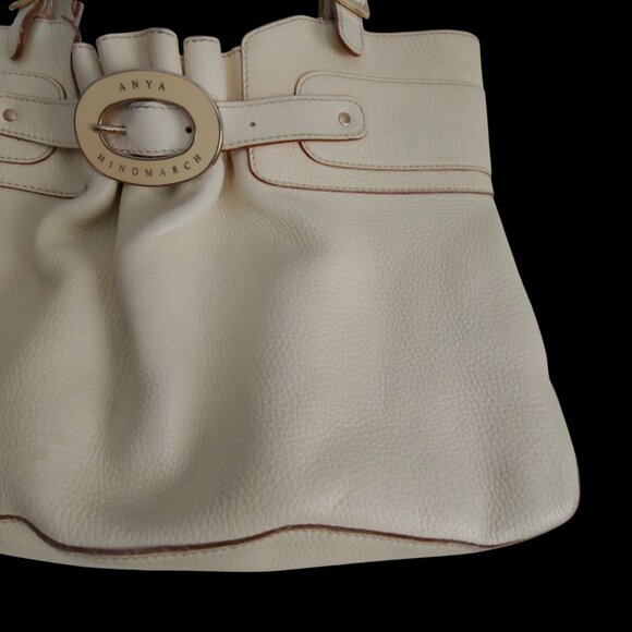 69920 auth ANYA HINDMARCH natural raffia SMILEY Clutch Bag  Anya Hindmarch Luxury Old Money Tote Bag Belt Design Beige Leather